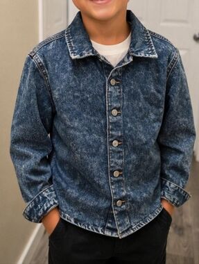 Zara Kids Acid Wash Denim Shacket Jacket Distressed Blue 100% Cotton Overshirt